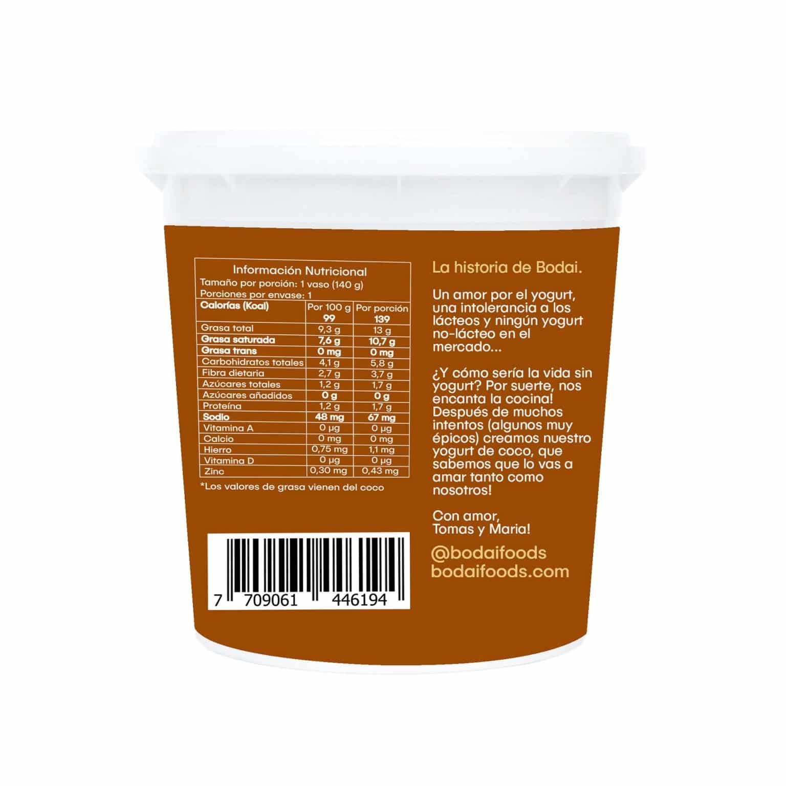 Tabla nutricional de Yogurt 140gr (YOCOCO) Chocolate