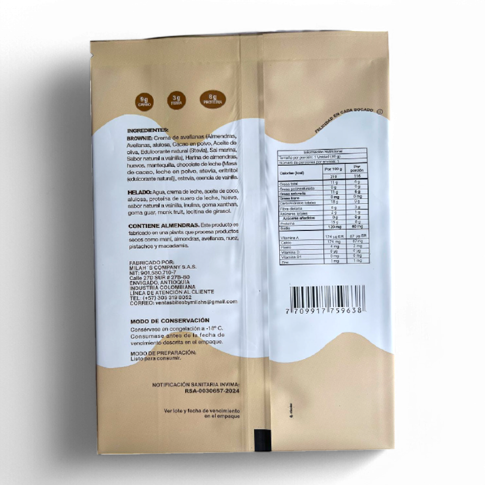 Tabla nutricional de Coketo 80gr (Bites)