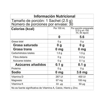 Tabla nutricional de Collagen Plus Limon 75gr (SAVVY)
