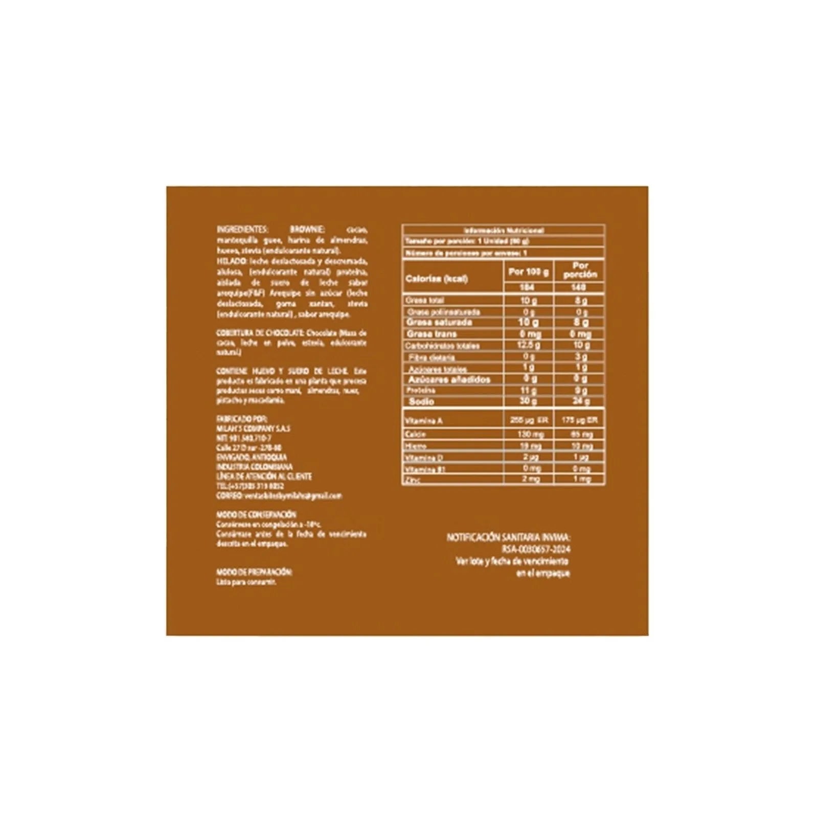 Tabla nutricional de Coketo (BITES) Arequipe 90gr