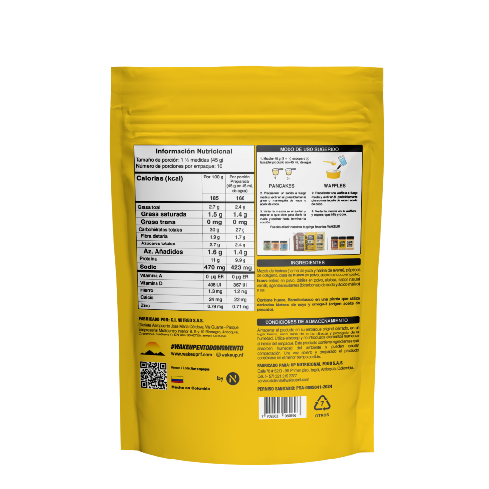 Tabla nutricional de Mezcla Pancakes 450gr (WAKE UP)