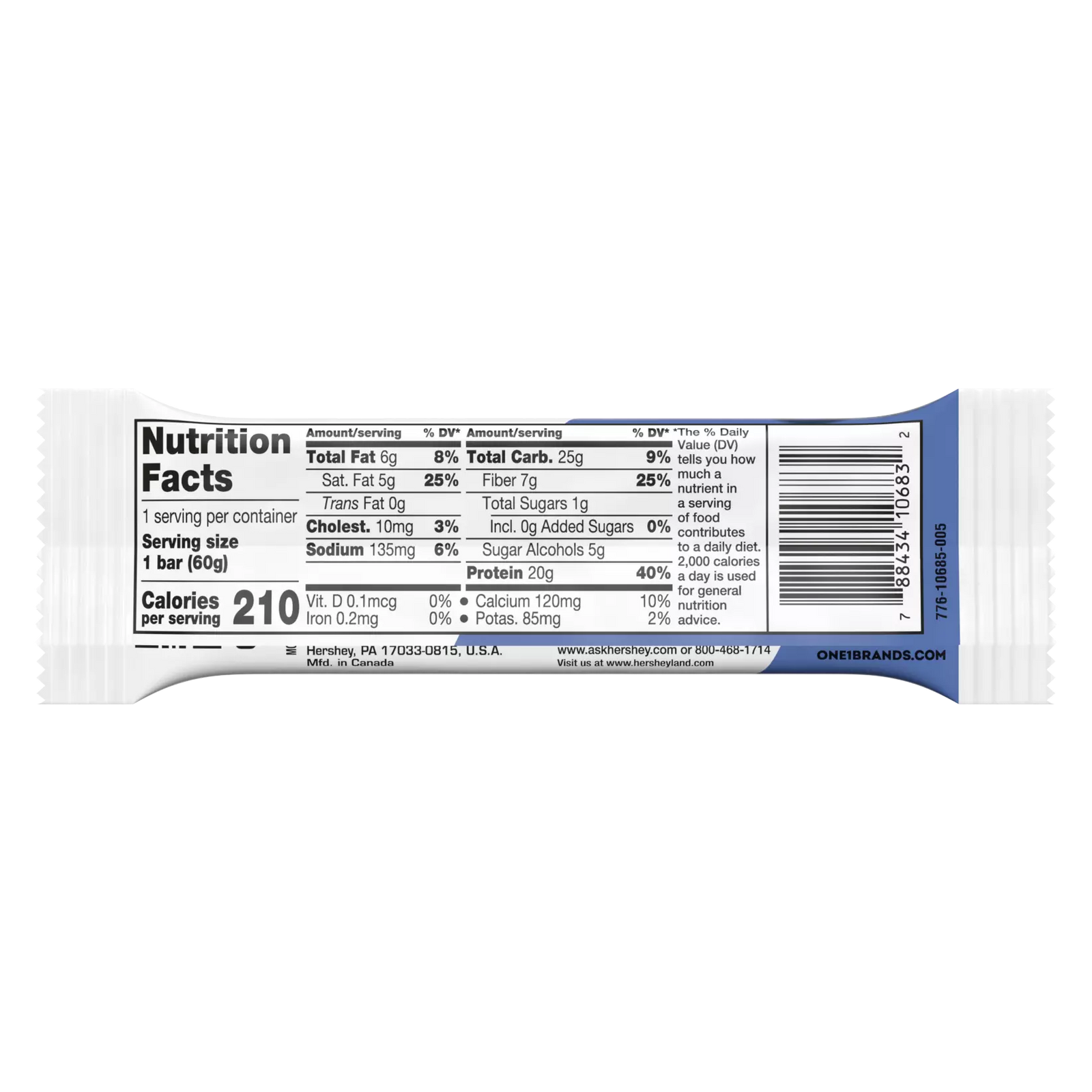 Tabla nutricional de Barra Proteína 60gr (ONE) Blueberry Cobbler