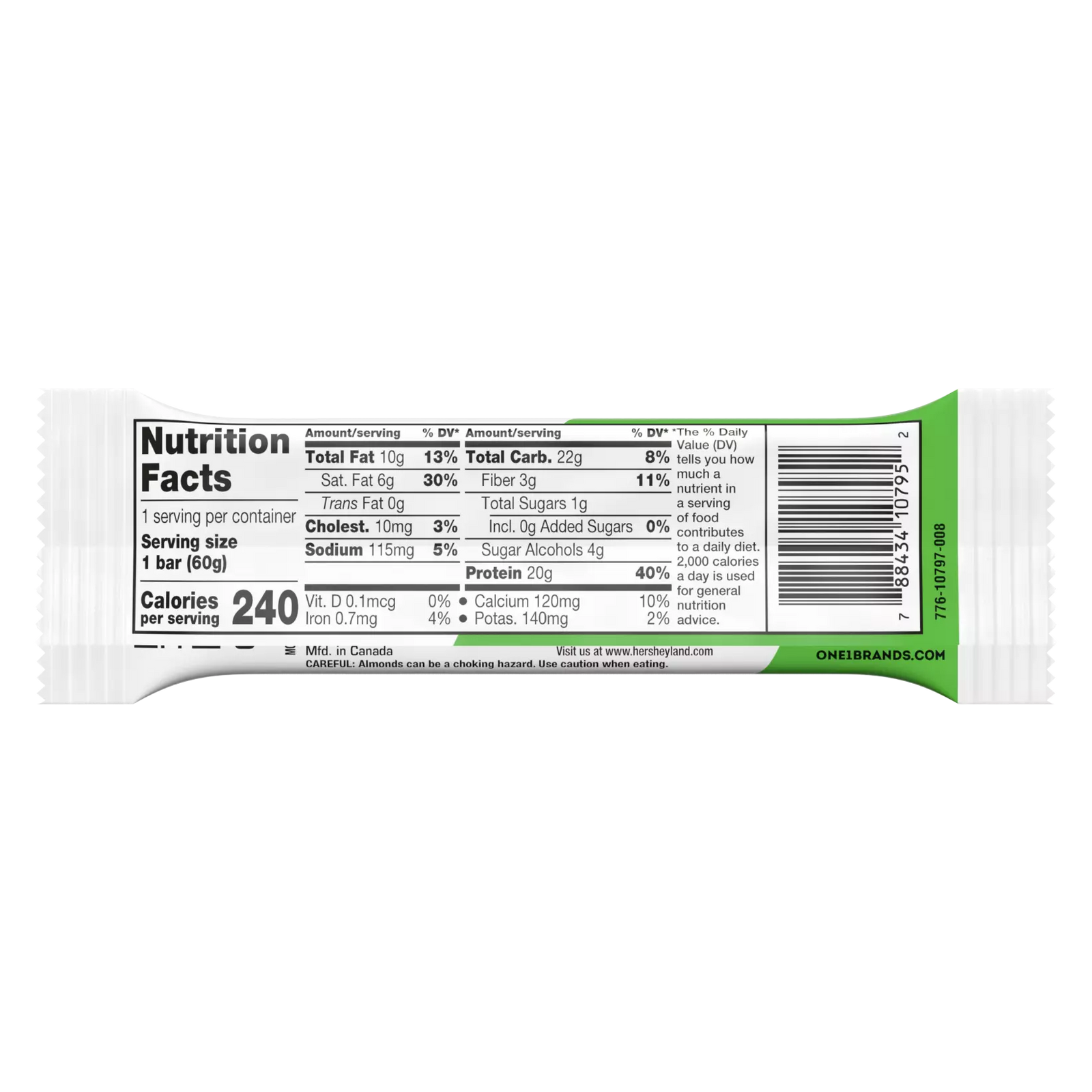 Tabla nutricional de Barra Proteína 60gr (ONE) Almond