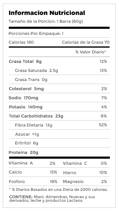 Tabla nutricional de Barra Proteína 60gr (QUEST) Double Chocolate Chunk