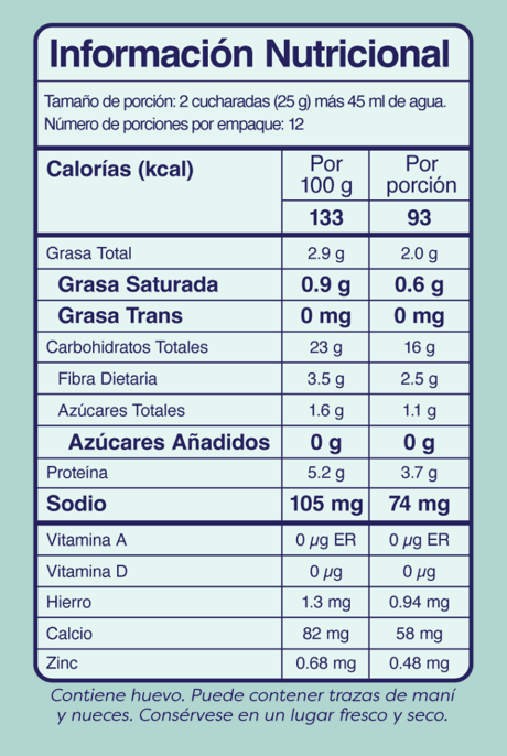 Tabla nutricional de Mezcla de Pancakes y Waffles 300gr (WHY NOT) Vainilla