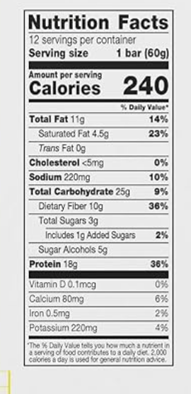 Tabla nutricional de Barra Proteína 60gr (ONE) Reeses