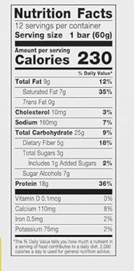 Tabla nutricional de Barra Proteína 60gr (ONE) Hersheys
