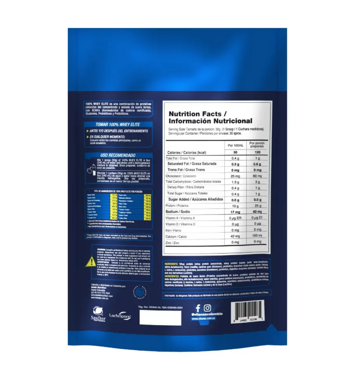 Proteína Whey Elite 2Lb (VITANAS) ChocoAvellana