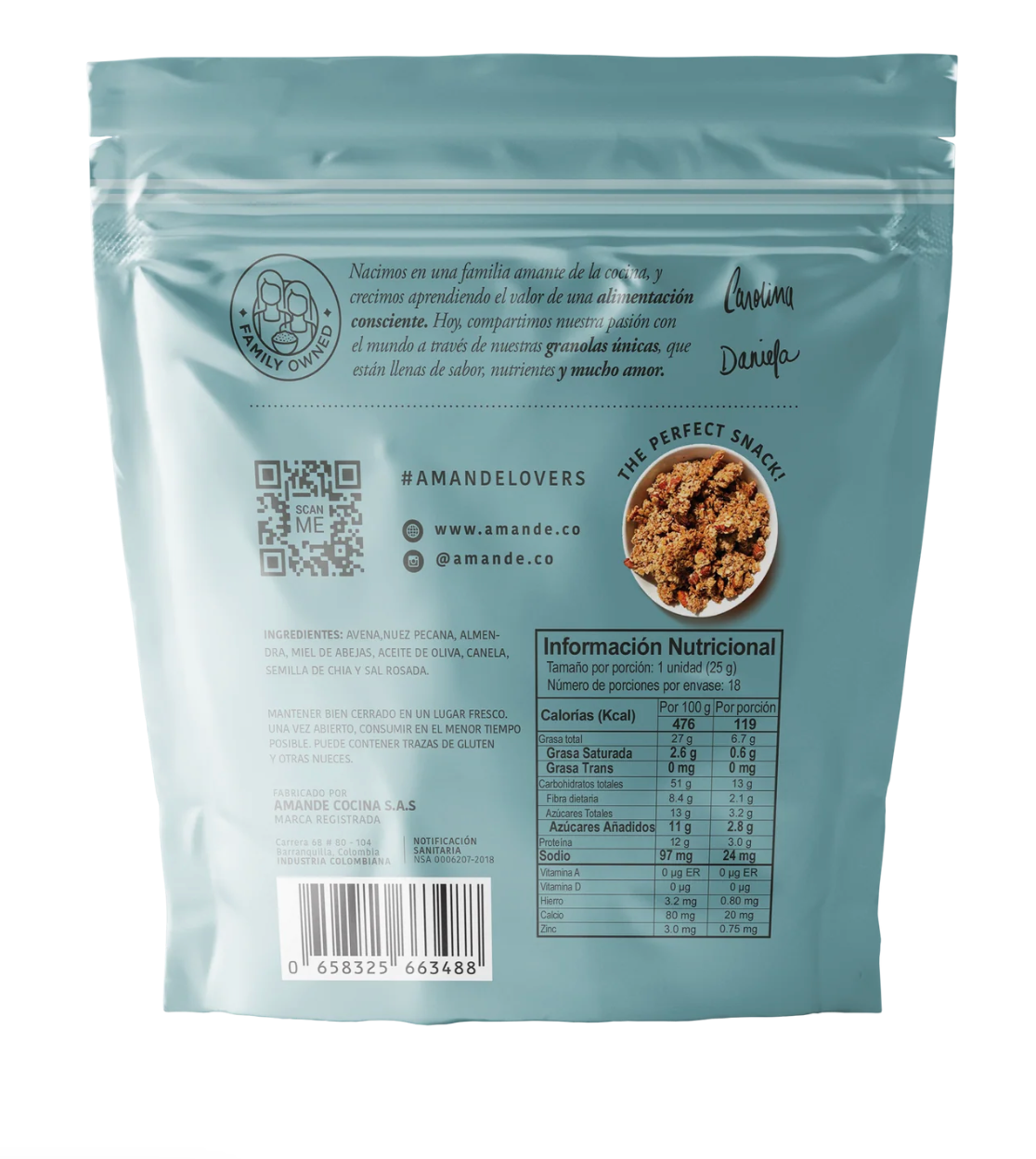 Tabla nutricional de Granola Original 300gr (AMANDE)