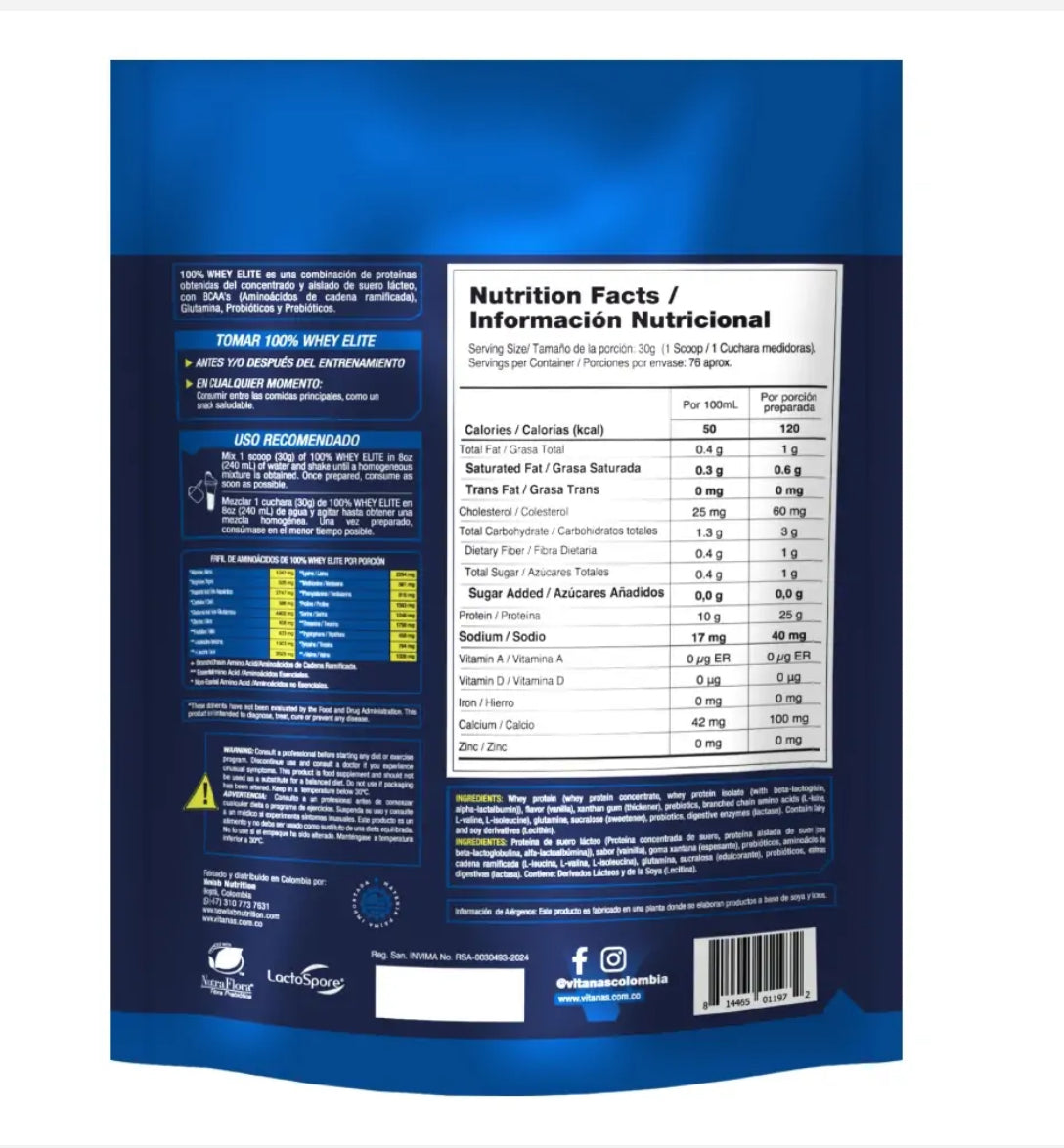 Proteína Whey Elite 5Lb (VITANAS) Vainilla