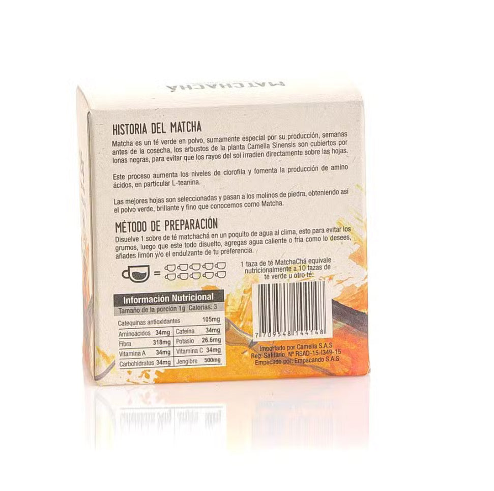 Tabla nutricional de Té Matcha 18gr (MATCHACHA) Jengibre