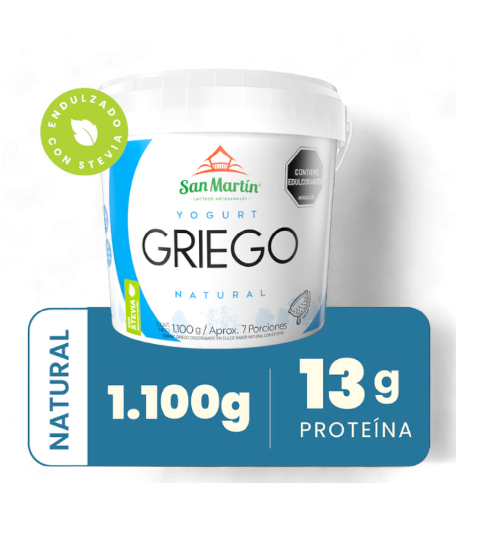Yogurt Griego Natural 1100gr endulzado con stevia (SAN MARTÍN)