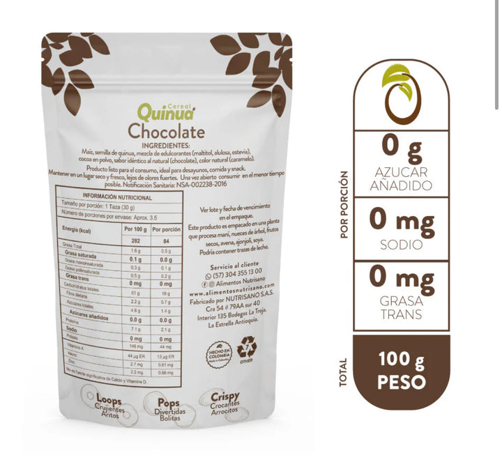 Cereal Quinoa 100gr (NUTRISANO) Chocolate Pop