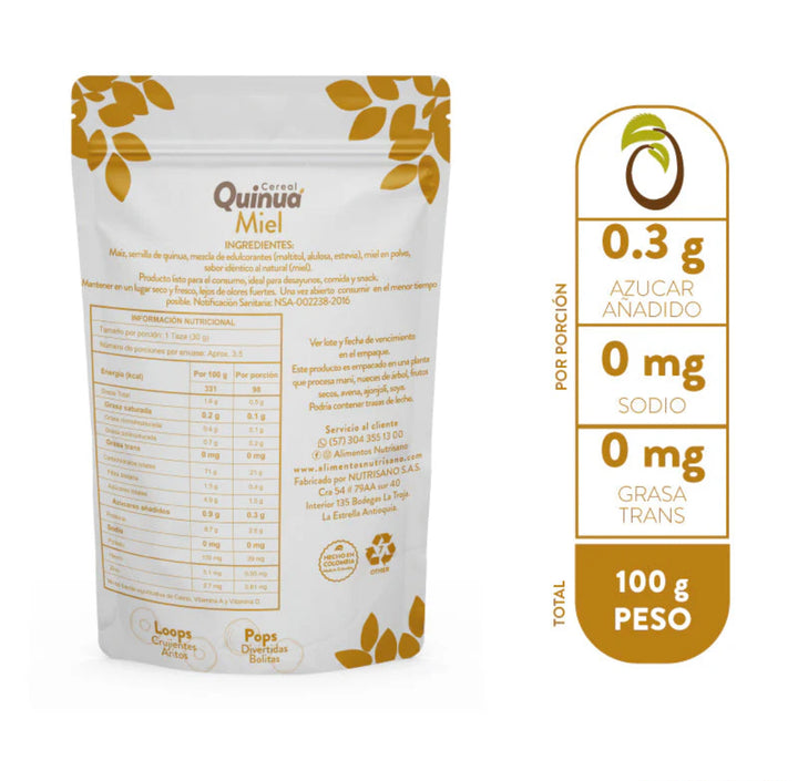 Cereal Quinoa 100gr (NUTRISANO) Miel Loops