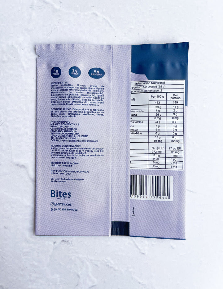 Blondie macadamia blanco (BITES) 70 gr