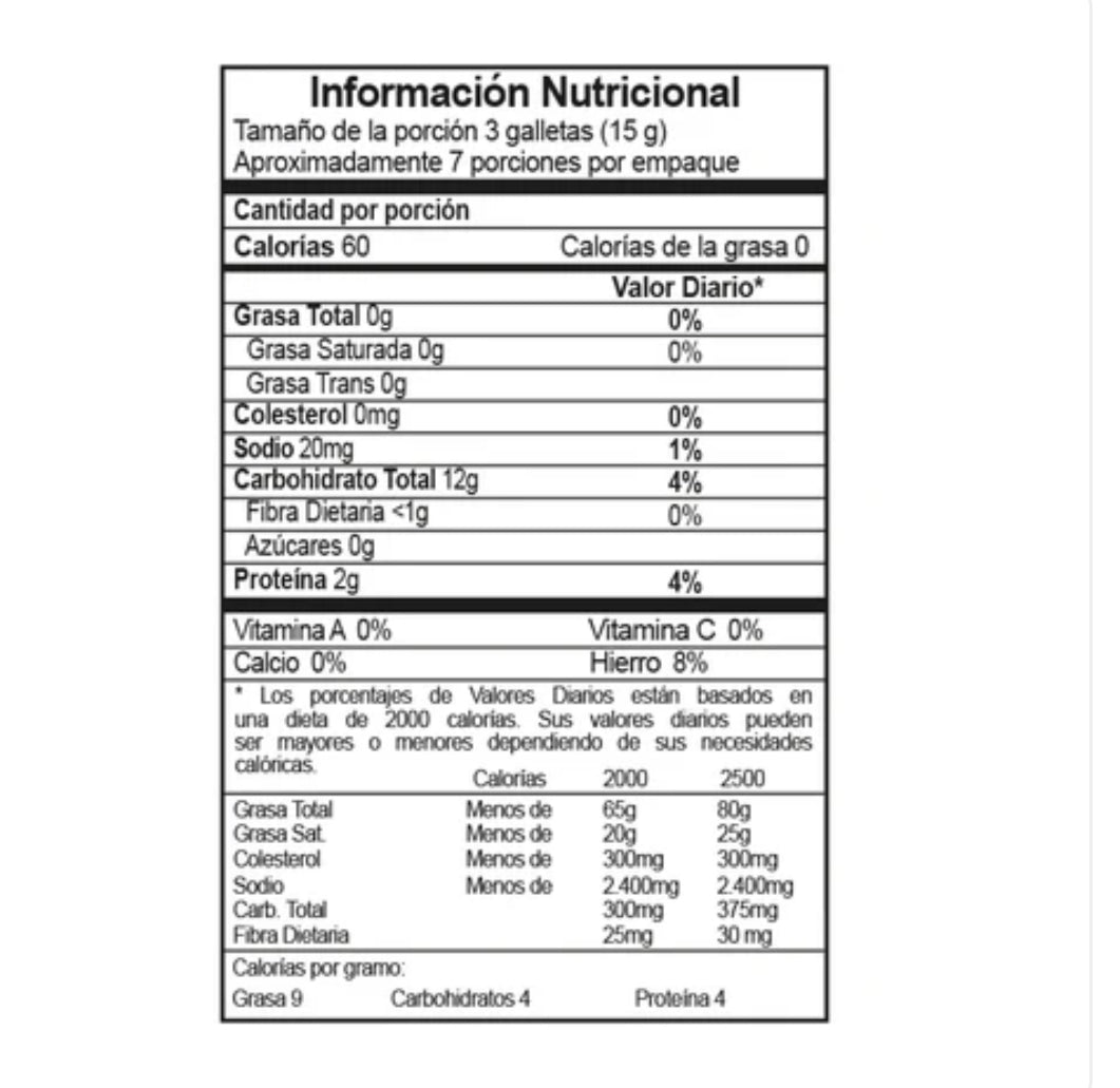 Tabla nutricional de Galleta Arroz 60gr (KARAVANSAY) Quinoa