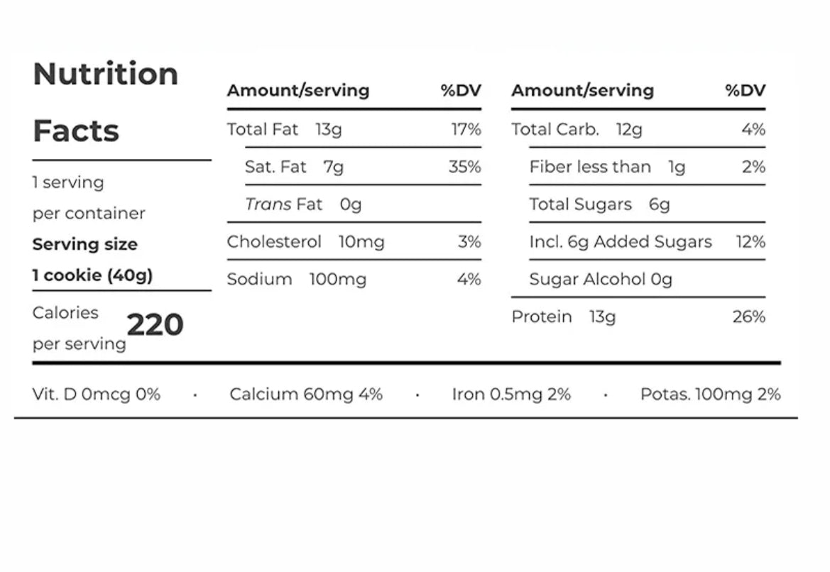 Tabla nutricional de Barra Proteína 40gr (POWER CRUNCH) Cookies & Cream
