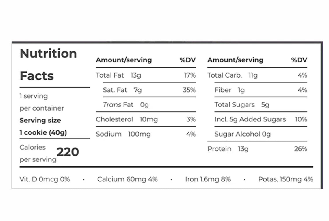 Tabla nutricional de Barra Proteína 40gr (POWER CRUNCH) Triple Chocolate