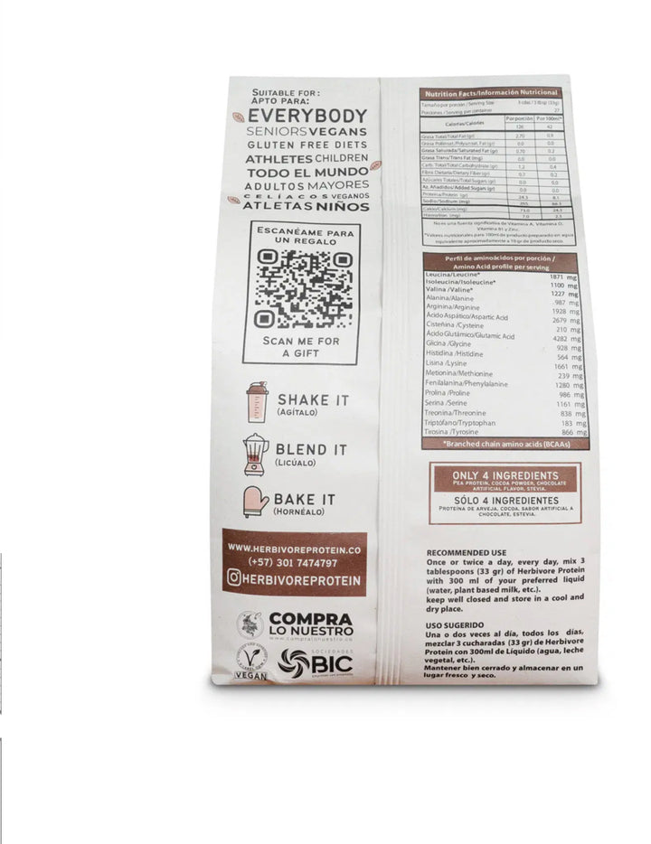 Pea Proteina Isolate 907gr (HERBIVORE) Chocolate