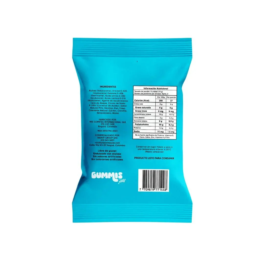 Tabla nutricional de Gummies Frutales (NATIF) 50gr