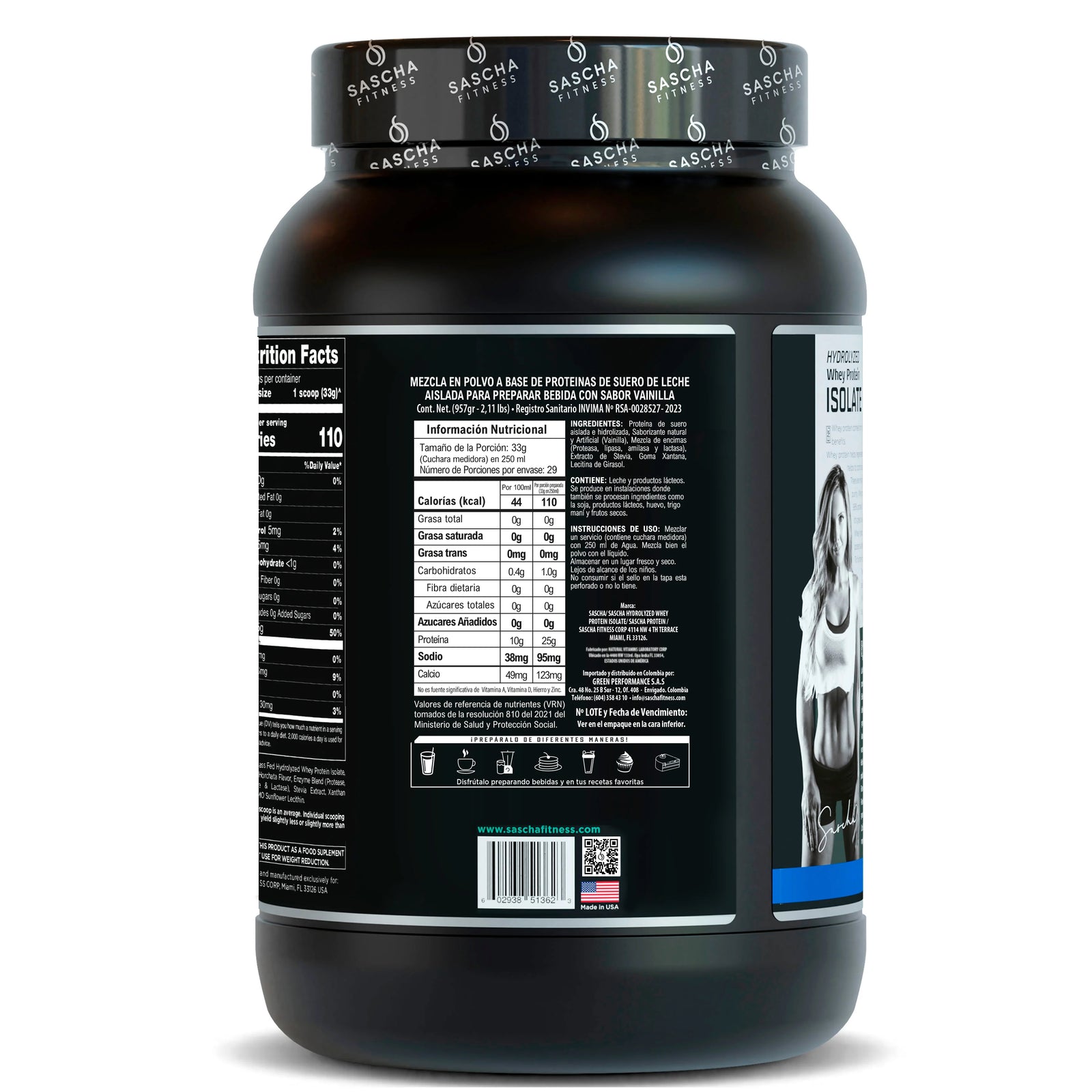 Tabla nutricional de Proteína Isolate 2Lb (SASCHA) Vainilla
