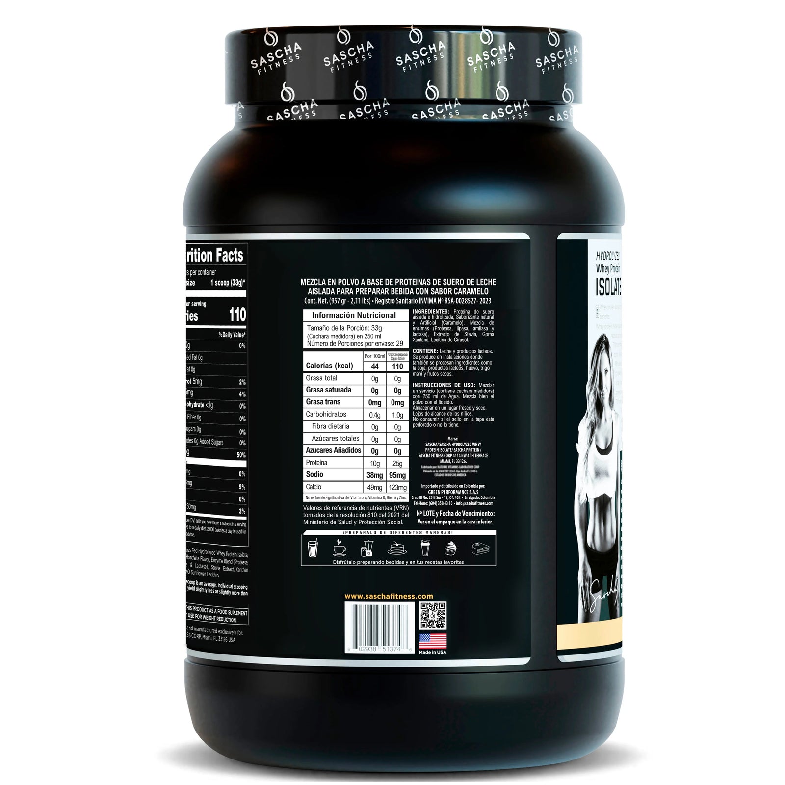 Tabla nutricional de Proteína Isolate 2Lb (SASCHA) Caramel