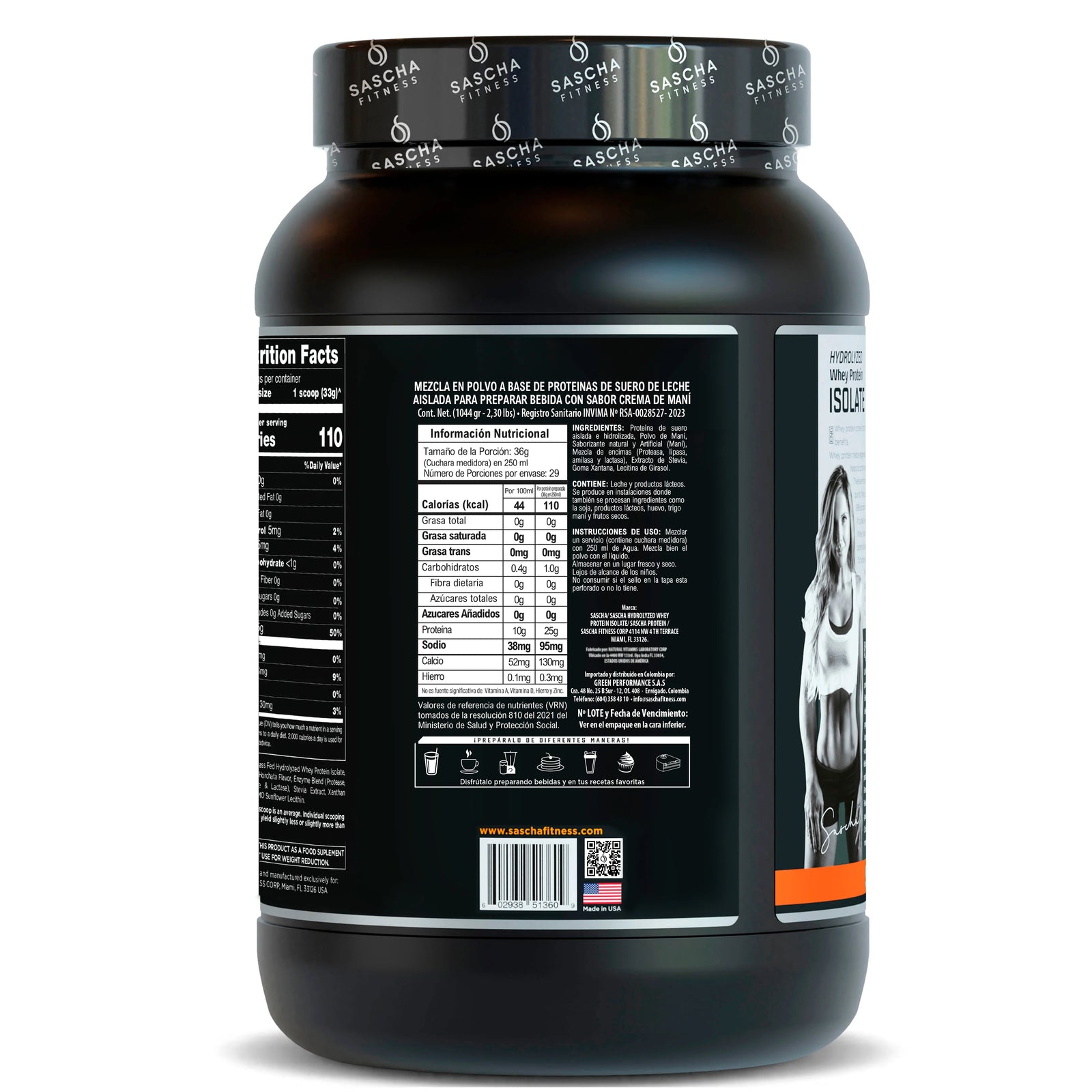 Tabla nutricional de Proteína Isolate 2Lb (SASCHA) Peanut Butter