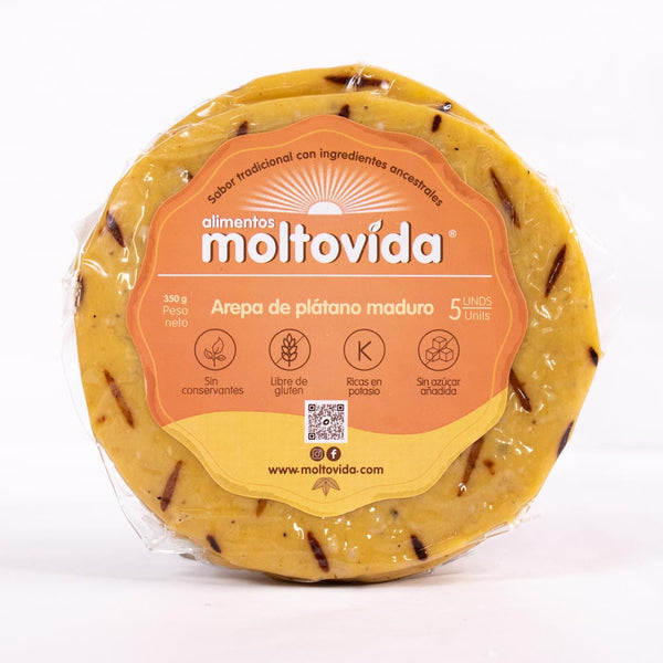 Arepa de Platano Maduro 350gr x5 unds (MOLTOVIDA)