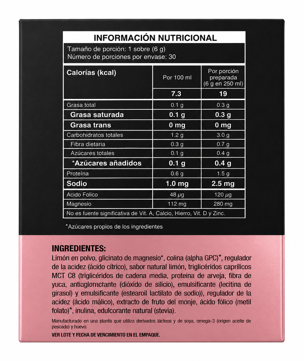 Tabla nutricional de Renew Plegadiza 180gr (SAVVY) Limon
