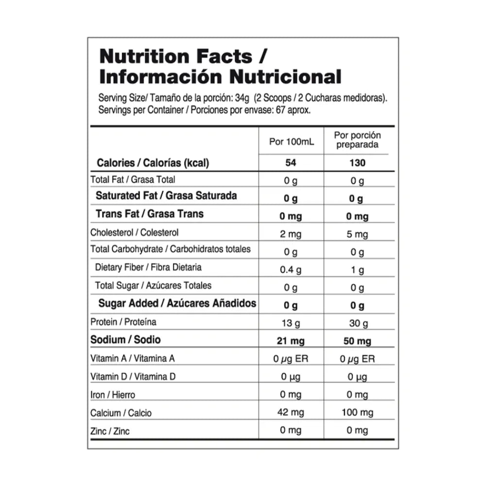 Tabla nutricional de Isolate Gourmet 5lb (VITANAS) Vanilla Organica