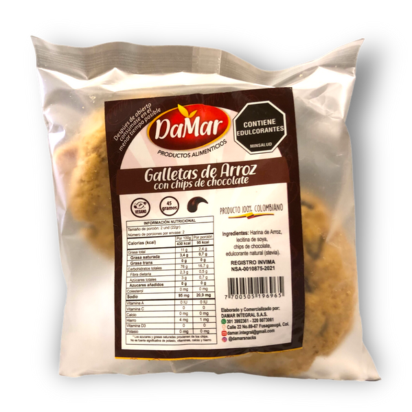 Galletas de Arroz con Chispas de Chocolate 60gr (DAMAR)