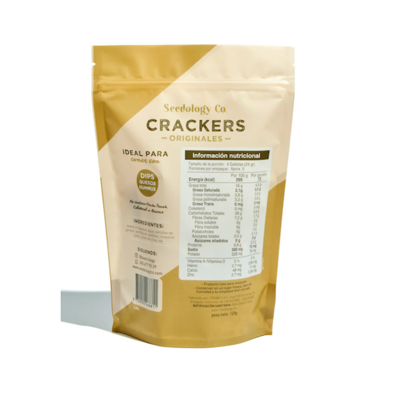 Tabla nutricional de Crackers Originales (SEEDOLOGY) 125gr