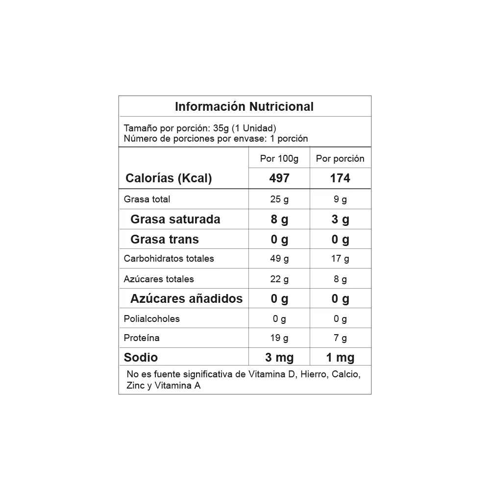 Tabla nutricional de Chocotabs Crunch Leche 35gr (NATIF)