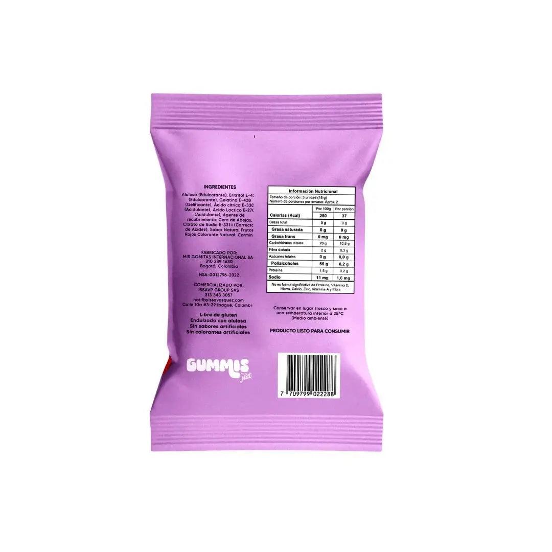 Tabla nutricional de Gummies Frambuesa (NATIF) 50gr