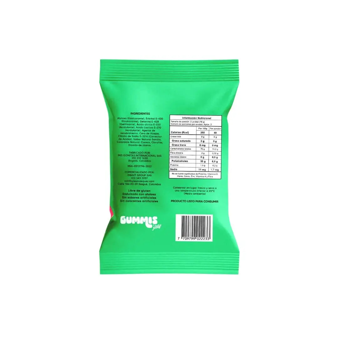 Tabla nutricional de Gummies Sandia (NATIF) 50gr