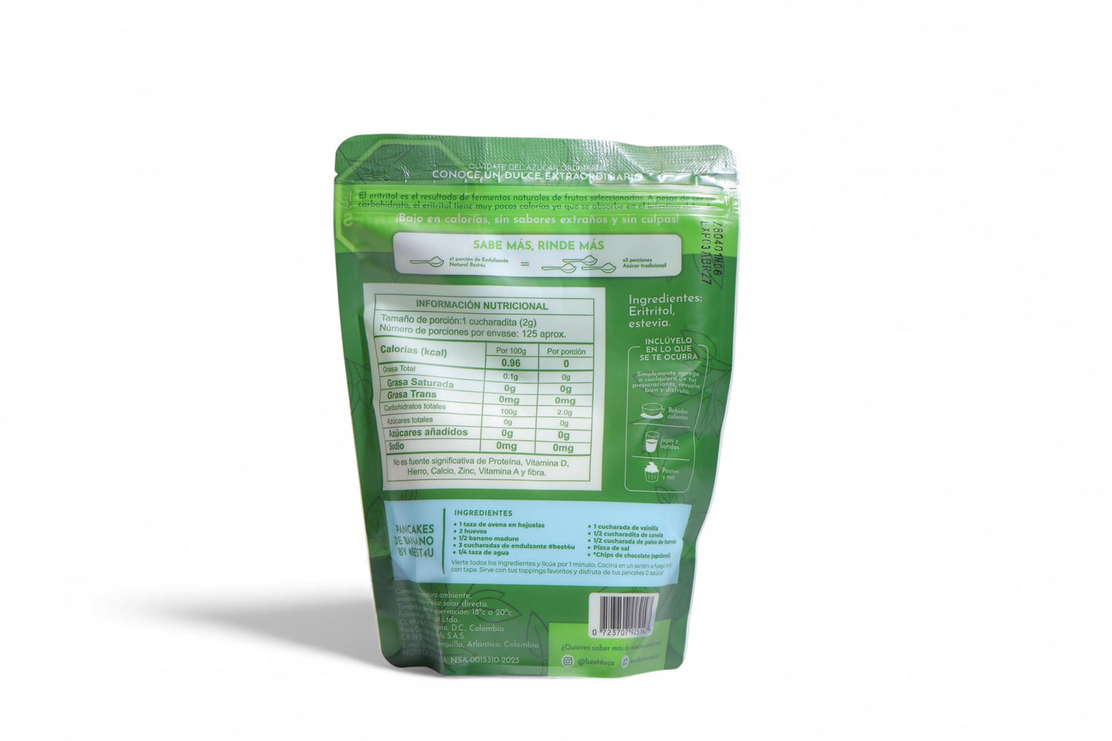 Tabla nutricional de Endulzante Natural 250gr Erititol y Stevia  (BEST4U)