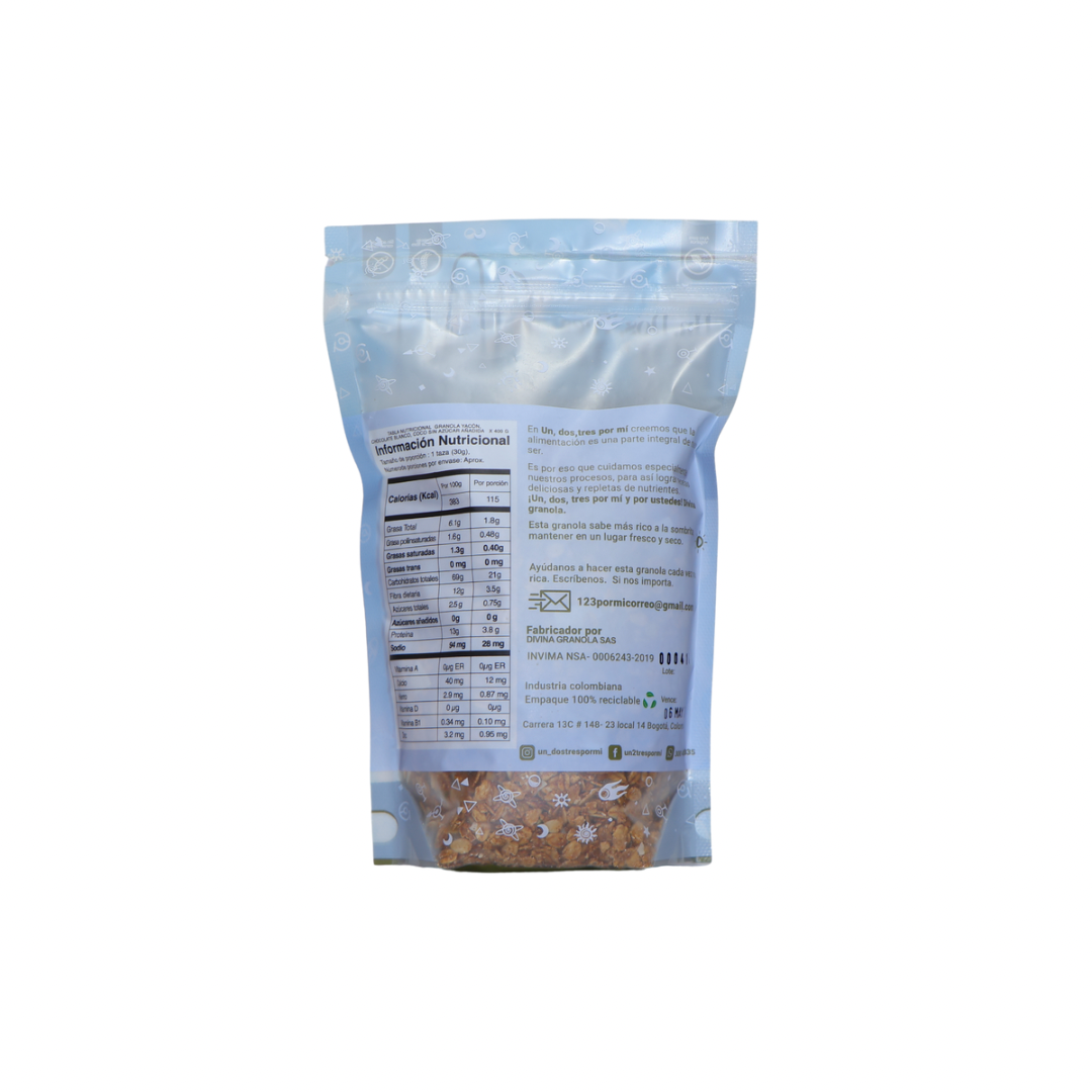 Tabla nutricional de Granola Inmaculada 400 gr (UNDOSTRES POR MI)