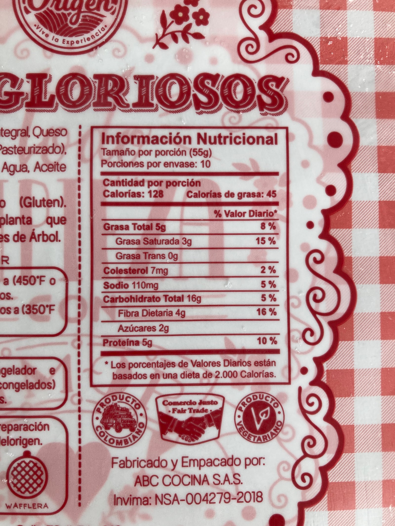 Tabla nutricional de Deditos 10un (DEL ORIGEN) Queso + Bocadillo 550gr