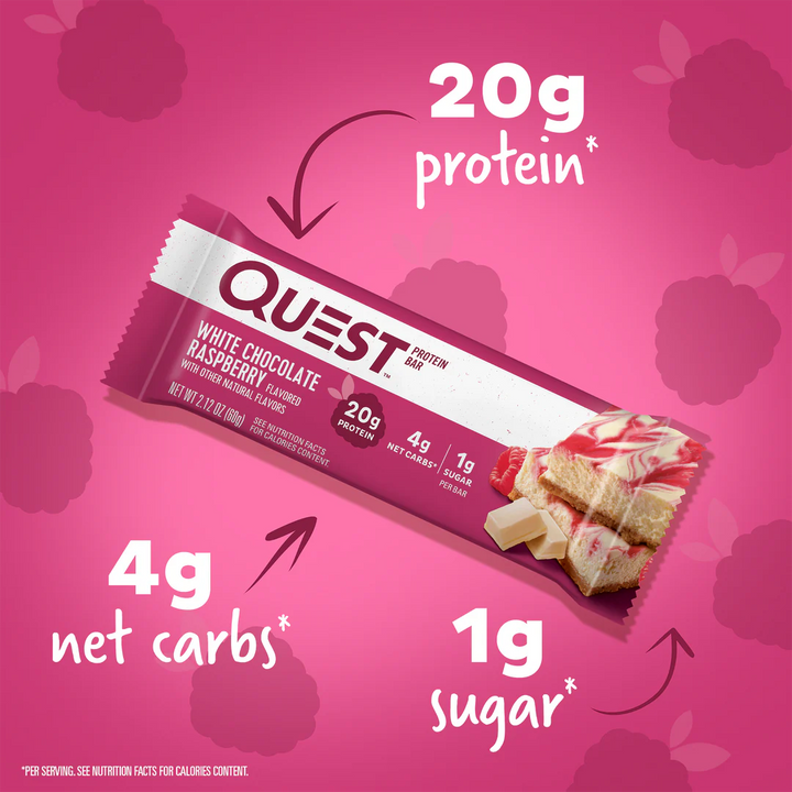 Barra Proteína 60gr (QUEST) White Chocolate Raspberry