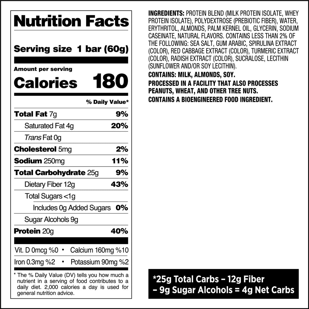 Tabla nutricional de Barra Proteína 60gr (QUEST) Birthday Cake