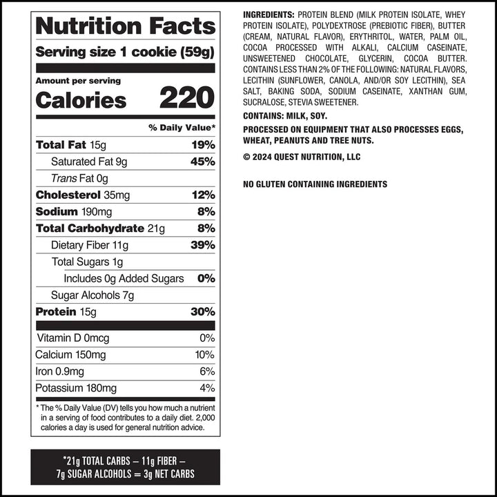 Galleta 59gr (QUEST) Double Chocolate Chip