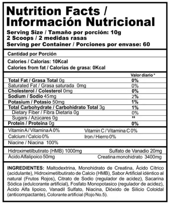 Crea Stack 1.3 Lb (NUTRAMERICAN) Frutos Rojos