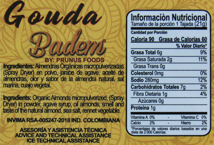 Queso Almendra Gouda 250gr (BADEM) Tajado