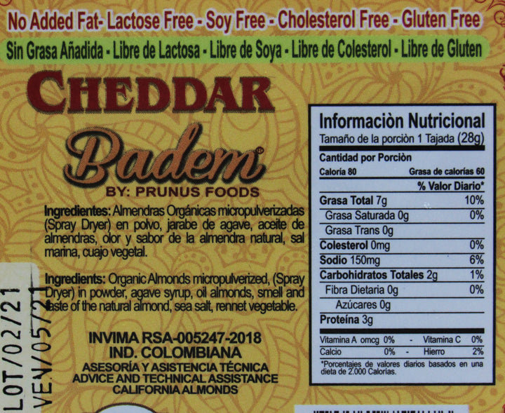Queso Almendra Cheddar 250gr (BADEM) Tajado