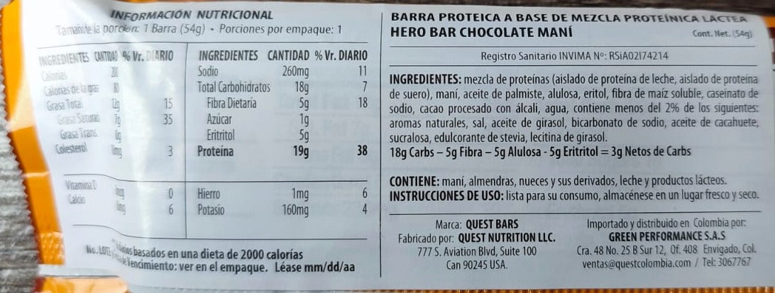 Barra Proteína Hero 54gr (QUEST)Crispy Chocolate Peanut Butter