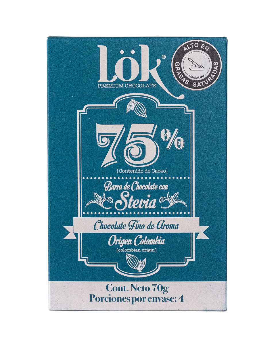 Chocolate 75% con Stevia 70gr (LOK)