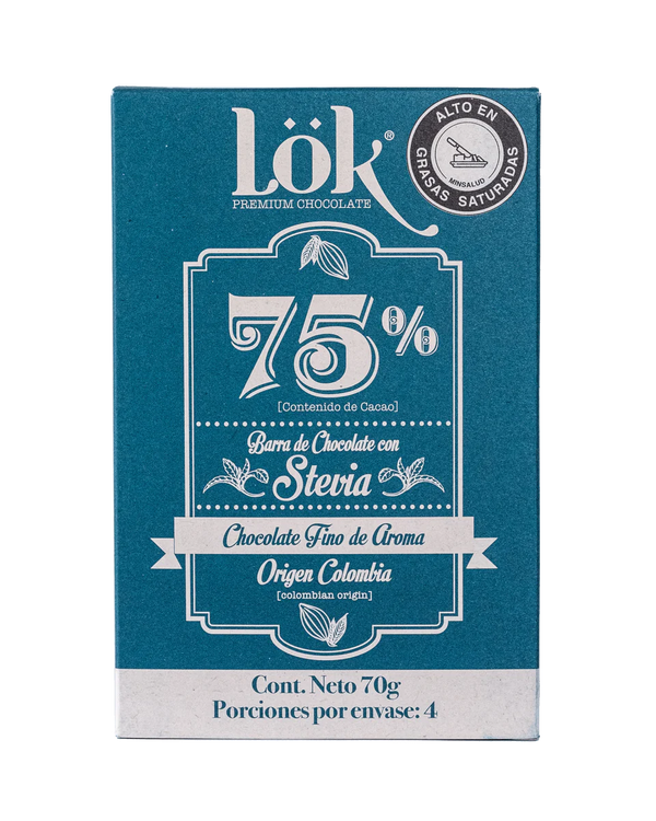 Chocolate 75% con Stevia 70gr (LOK)