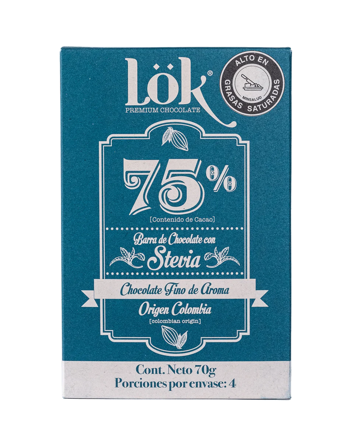 Chocolate 75% con Stevia 70gr (LOK)