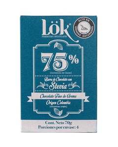 Chocolate 75% con Stevia 70gr (LOK)