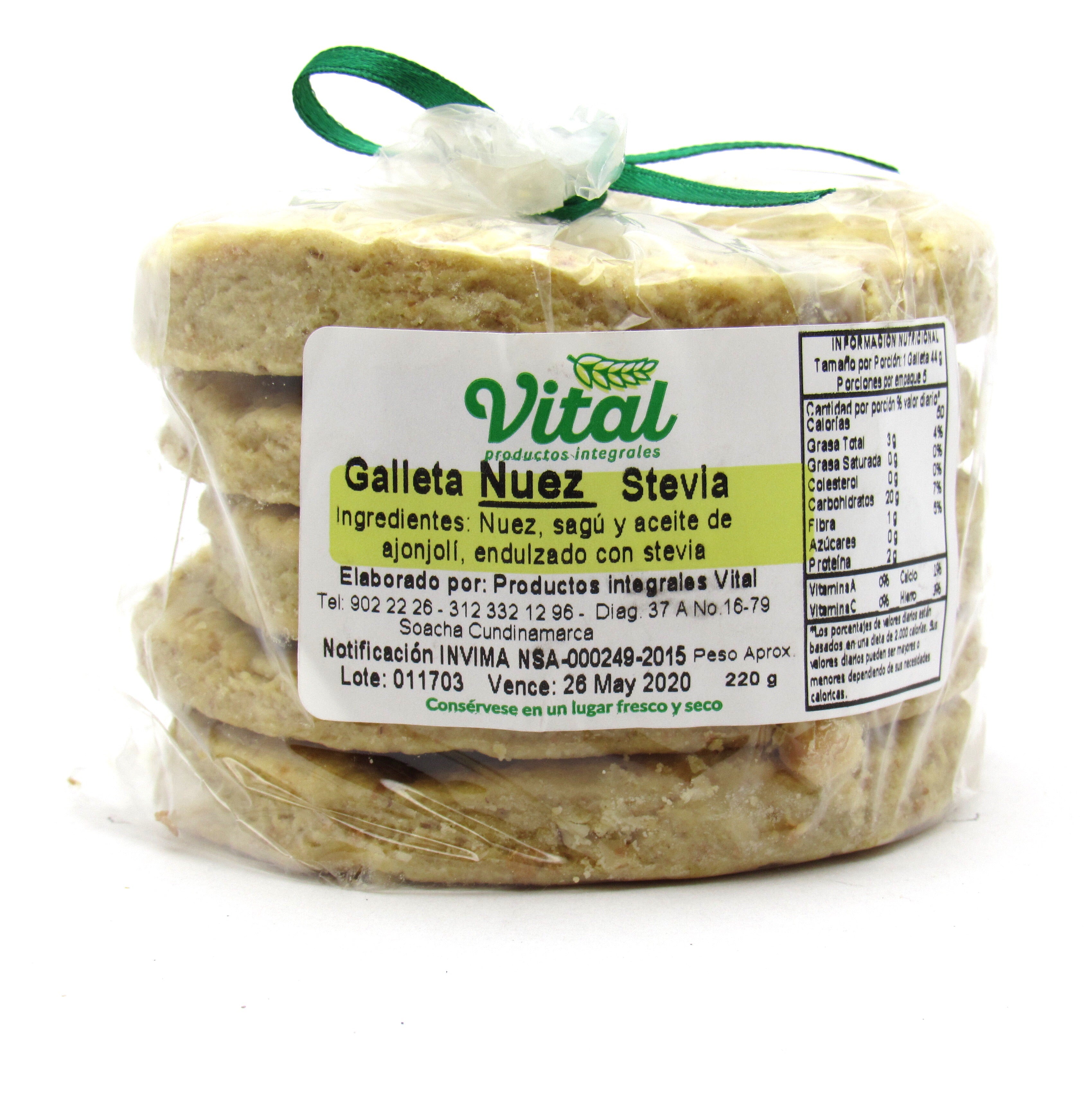 Galleta 220gr (VITAL) Nuez Stevia